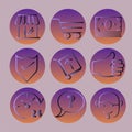 Icons with gradients on a brown background